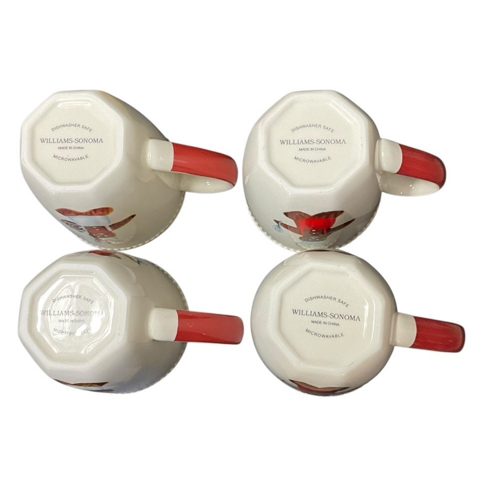 Williams Sonoma Gingerbread Chef Mugs Set of 4 Christmas Holiday 16 oz - Picture 8 of 9